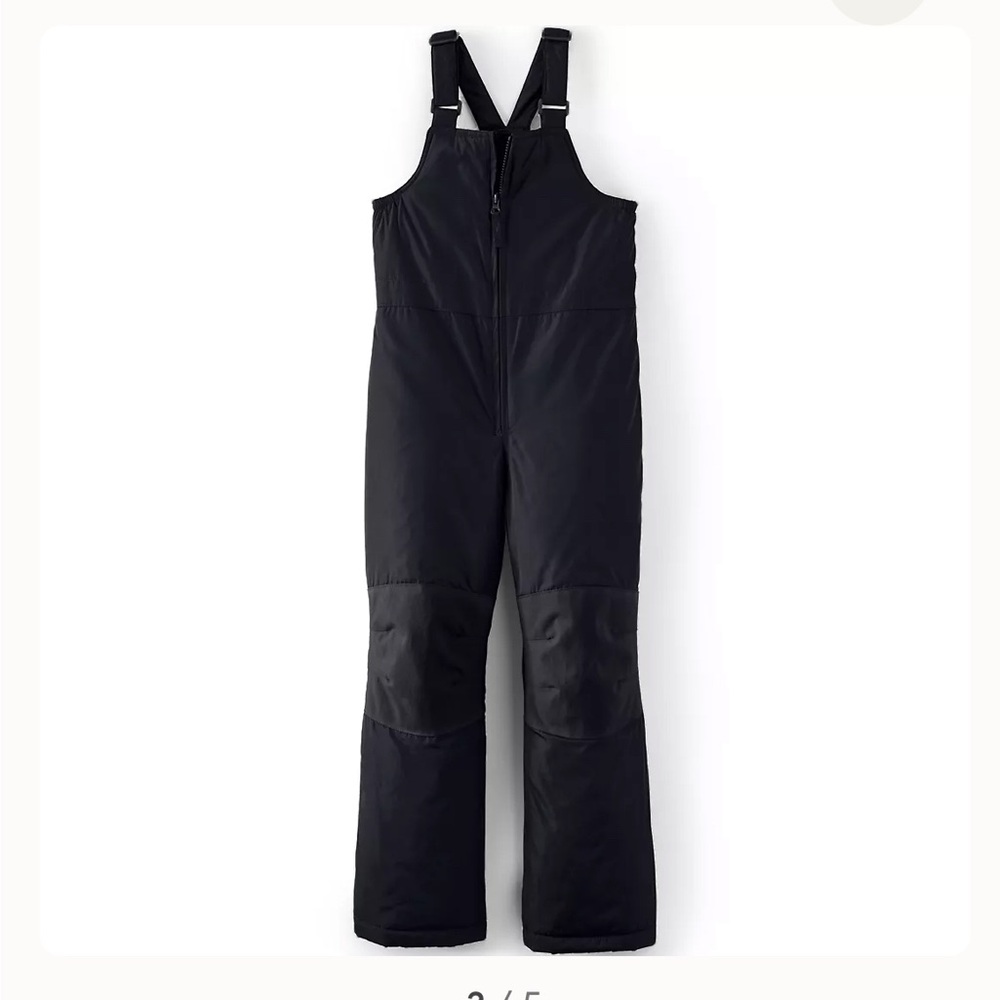 Lands End Adjustable Bib Snow Pants Ski Overalls Kids Boys Girls Size 7 Black